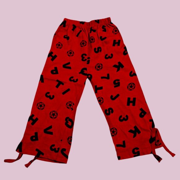 Pepco Full length Soft Cotton Ankle tie Pants Red with Black Alphabets NWOT - Picture 5 of 5